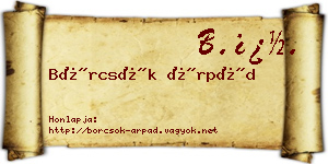 Börcsök Árpád névjegykártya