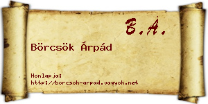 Börcsök Árpád névjegykártya